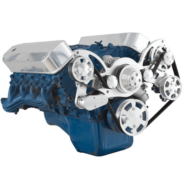 CVF Ford BBF 429 & 460 Serpentine System with Power Steering & Alternator, High Flow Water Pump - Polished (All Inclusive) thumbnail 3
