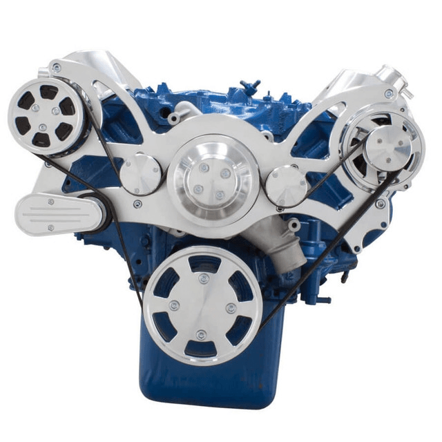 CVF Ford BBF 429 & 460 Serpentine System with AC & Alternator, High Flow Water Pump - Polished (All Inclusive) thumbnail 2