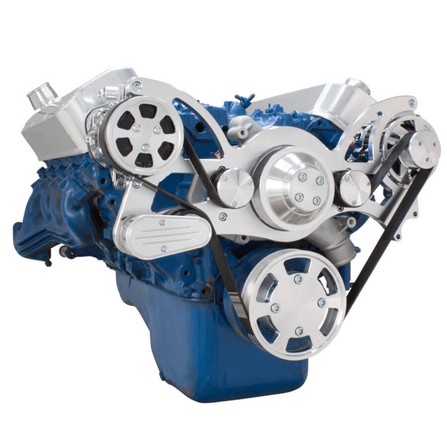 CVF Ford BBF 429 & 460 Serpentine System with AC & Alternator, High Flow Water Pump - Polished (All Inclusive) thumbnail 3