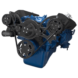CVF Ford BBF 429 & 460 Serpentine System with AC & Alternator, High Flow Water Pump - Black Diamond (All Inclusive)