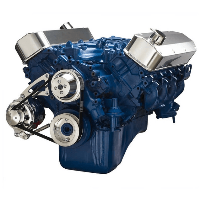 CVF Ford BBF 429 & 460 Serpentine Conversion System with Alternator Only Bracket, For High Flow Water Pump - Polished