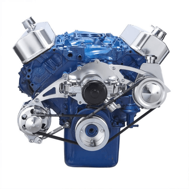 CVF Ford BBF 429 & 460 Serpentine Conversion System with Power Steering & Alternator Brackets, For Electric Water Pump - Polished thumbnail 2