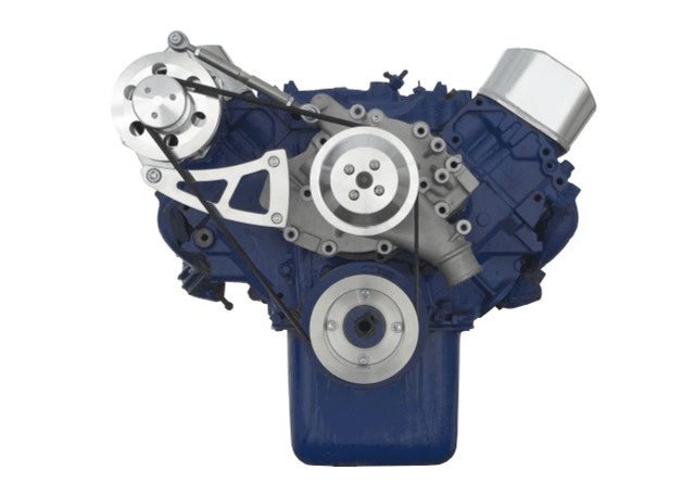 CVF Ford BBF 429 & 460 Serpentine Conversion System with High Mount Alternator Only Bracket, For High Flow Water Pump - Polished