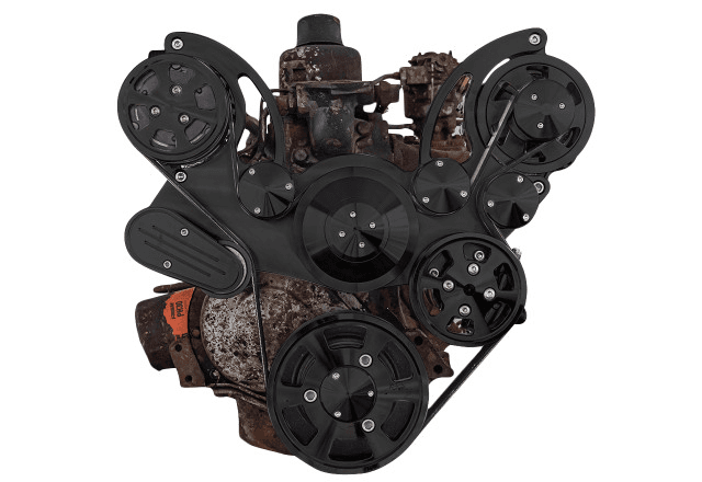 CVF Chevy Straight 6 Serpentine System with AC, PS & ALT - Black (All Inclusive) thumbnail 2