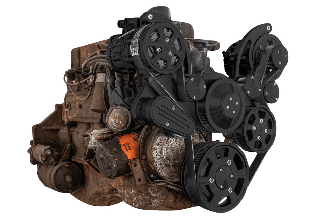 CVF Chevy Straight 6 Serpentine System with AC, PS & ALT - Black (All Inclusive) thumbnail 3