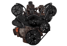 CVF Chevy Straight 6 Serpentine System with AC, PS & ALT - Black Diamond (All Inclusive)