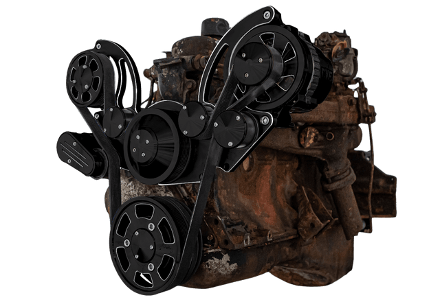 CVF Chevy Straight 6 Serpentine System with ALT Only - Black Diamond (All Inclusive)