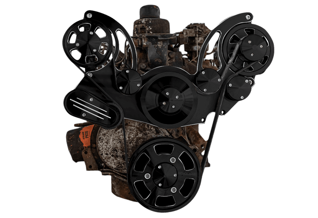 CVF Chevy Straight 6 Serpentine System with ALT Only - Black Diamond (All Inclusive) thumbnail 2