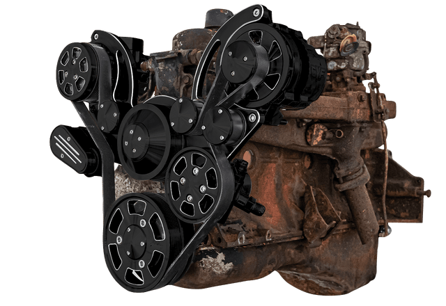 CVF Chevy Straight 6 Serpentine System with AC, PS & ALT - Black Diamond (All Inclusive) thumbnail 2
