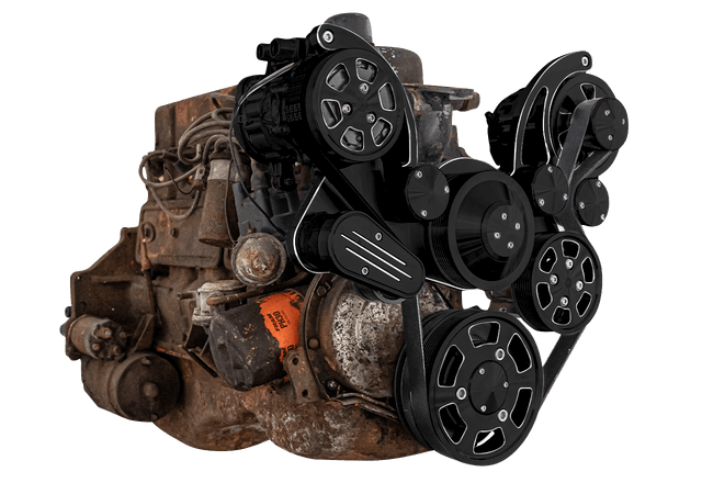 CVF Chevy Straight 6 Serpentine System with AC, PS & ALT - Black Diamond (All Inclusive) thumbnail 3