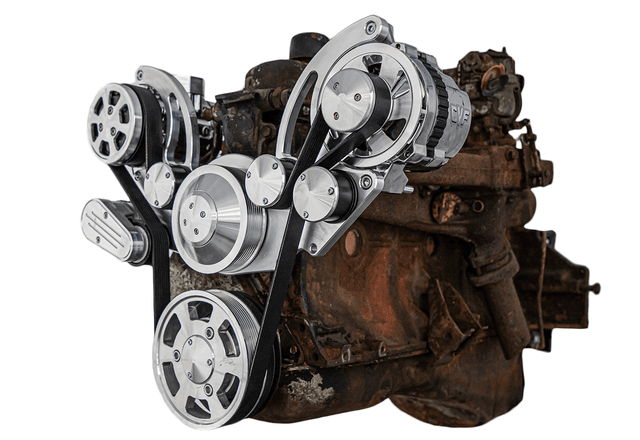 CVF Chevy Straight 6 Serpentine System with AC & ALT - Polished (All Inclusive)