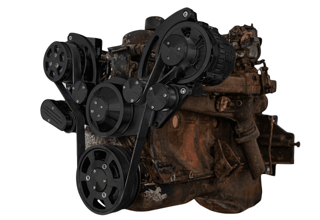 CVF Chevy Straight 6 Serpentine System with AC & ALT - Black (All Inclusive)