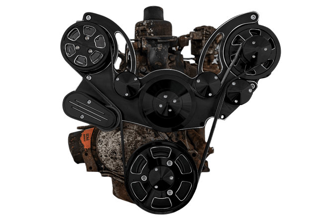 CVF Chevy Straight 6 Serpentine System with AC & ALT - Black Diamond (All Inclusive)