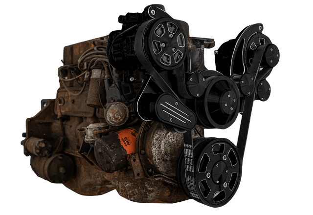 CVF Chevy Straight 6 Serpentine System with AC & ALT - Black Diamond (All Inclusive) thumbnail 3