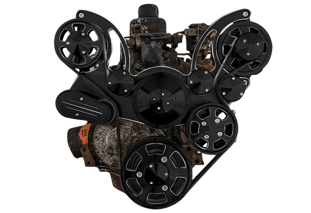CVF Chevy Straight 6 Serpentine System with PS & ALT - Black Diamond (All Inclusive) thumbnail 2