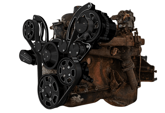 CVF Chevy Straight 6 Serpentine System with PS & ALT - Black Diamond (All Inclusive)