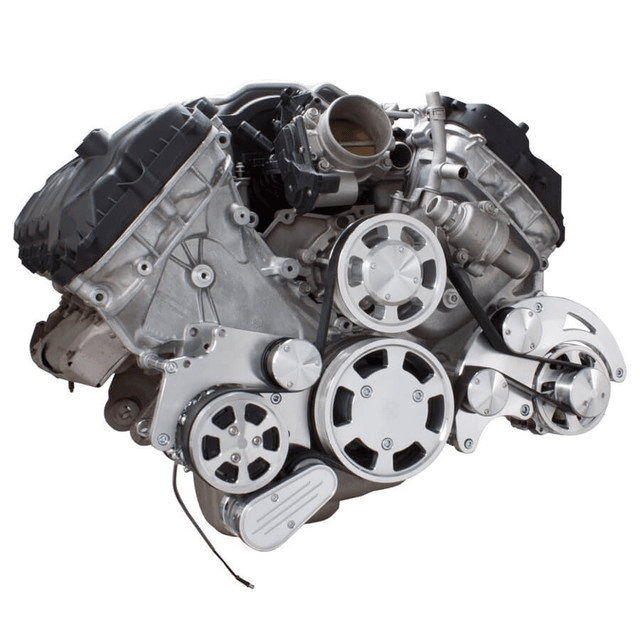 CVF Ford Coyote 5.0L Serpentine System with AC & Alternator, High Flow Water Pump - Polished (All Inclusive) thumbnail 3