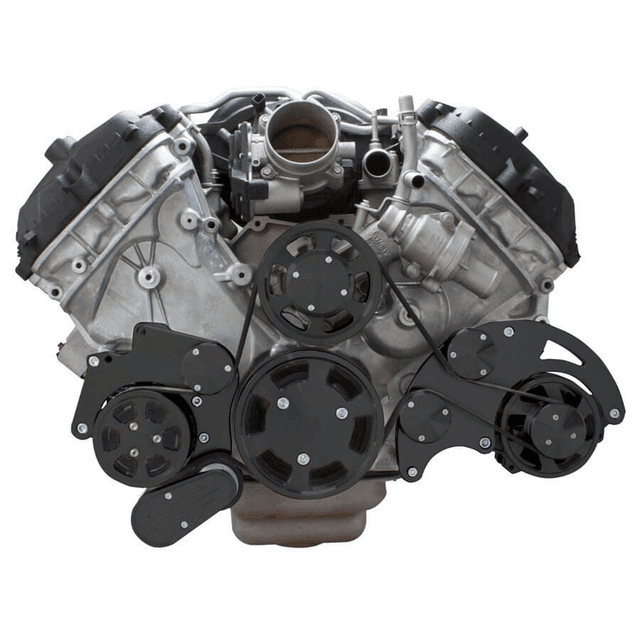CVF Ford Coyote 5.0L Serpentine System with AC & Alternator, High Flow Water Pump - Black (All Inclusive) thumbnail 2