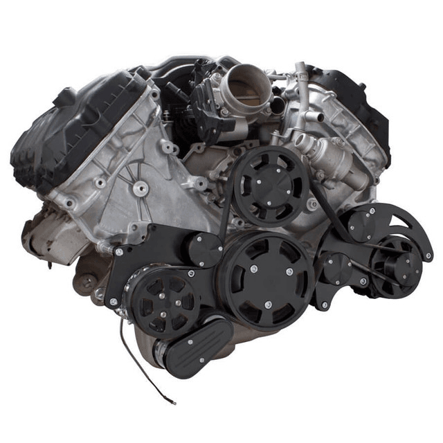 CVF Ford Coyote 5.0L Serpentine System with AC & Alternator, High Flow Water Pump - Black (All Inclusive) thumbnail 3
