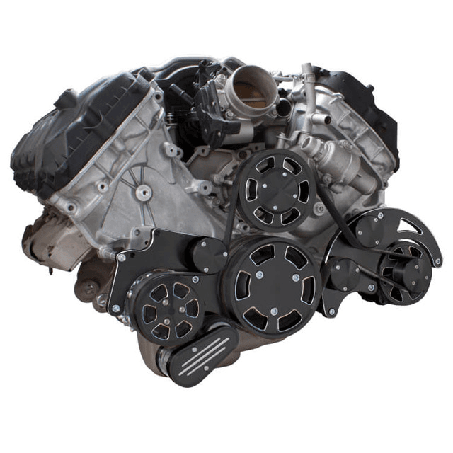 CVF Ford Coyote 5.0L Serpentine System with AC & Alternator, High Flow Water Pump - Black Diamond (All Inclusive) thumbnail 2