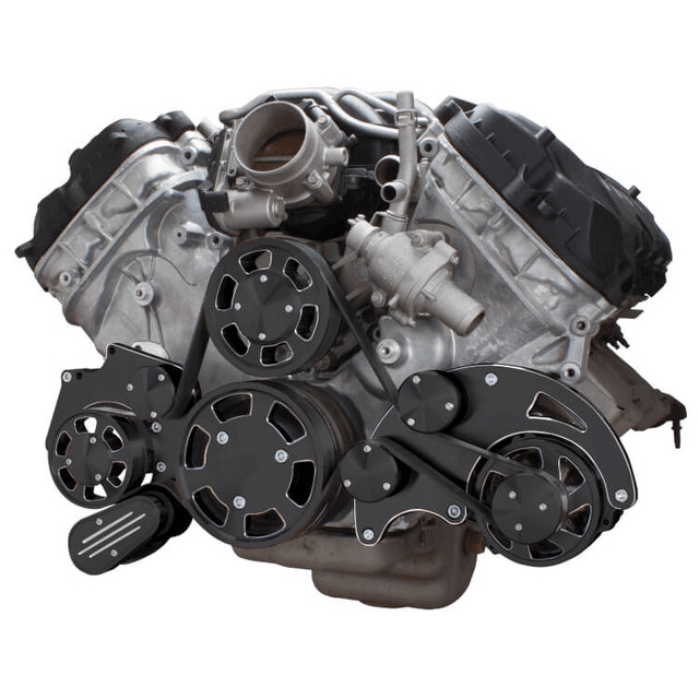 CVF Ford Coyote 5.0L Serpentine System with Alternator Only, High Flow Water Pump - Black Diamond (All Inclusive)