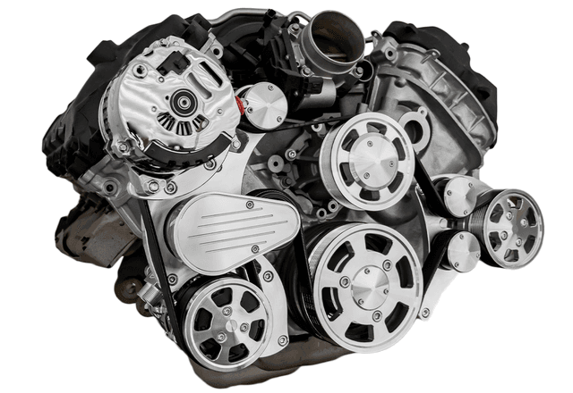 CVF Ford Coyote 5.0L Compact Serpentine System with AC, Power Steering & Alternator, High Flow Water Pump - Polished (All Inclusive) thumbnail 3