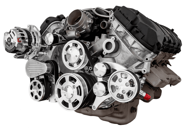 CVF Ford Coyote 5.0L Compact Serpentine System with AC, Power Steering & Alternator, High Flow Water Pump - Polished (All Inclusive)