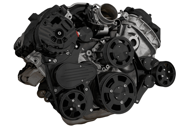 CVF Ford Coyote 5.0L Compact Serpentine System with AC, Power Steering & Alternator, High Flow Water Pump - Black (All Inclusive) thumbnail 3