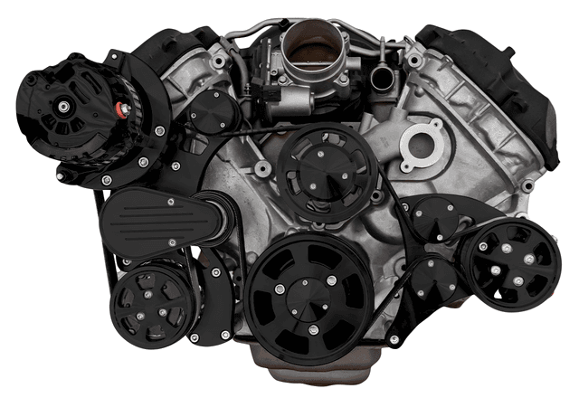 CVF Ford Coyote 5.0L Compact Serpentine System with AC, Power Steering & Alternator, High Flow Water Pump - Black (All Inclusive) thumbnail 2