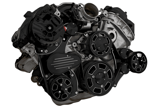 CVF Ford Coyote 5.0L Compact Serpentine System with AC, Power Steering & Alternator, High Flow Water Pump - Black Diamond (All Inclusive) thumbnail 3