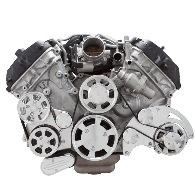 CVF Ford Coyote 5.0L Serpentine System with AC, Power Steering & Alternator, High Flow Water Pump - Polished (All Inclusive) thumbnail 2
