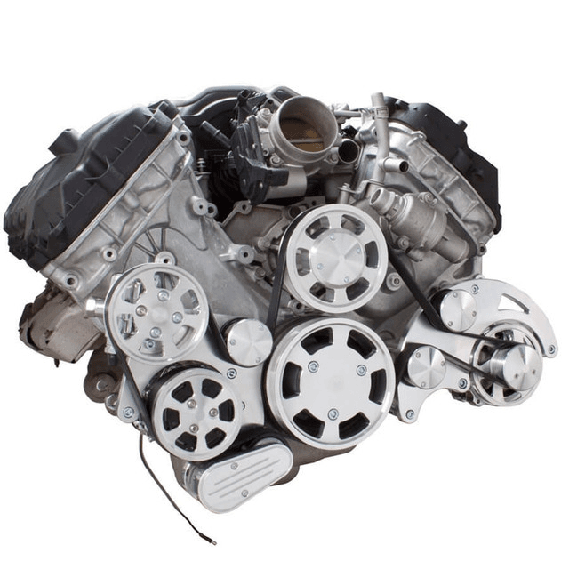 CVF Ford Coyote 5.0L Serpentine System with AC, Power Steering & Alternator, High Flow Water Pump - Polished (All Inclusive) thumbnail 3