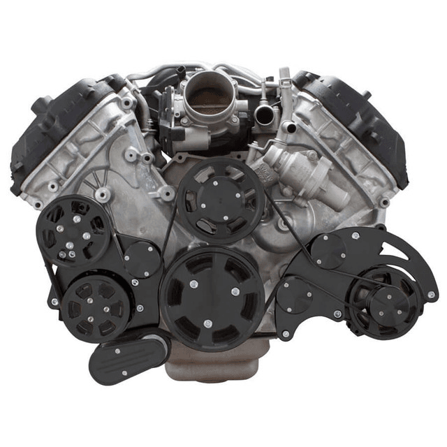 CVF Ford Coyote 5.0L Serpentine System with AC, Power Steering & Alternator, High Flow Water Pump - Black (All Inclusive) thumbnail 2