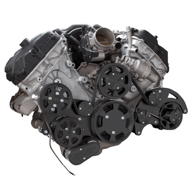 CVF Ford Coyote 5.0L Serpentine System with AC, Power Steering & Alternator, High Flow Water Pump - Black (All Inclusive) thumbnail 3