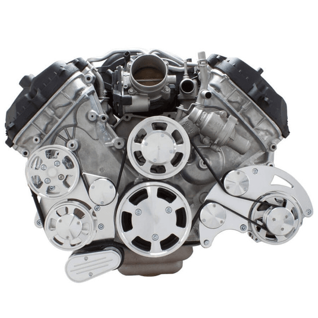CVF Ford Coyote 5.0L Serpentine System with Alternator & Power Steering, High Flow Water Pump - Polished (All Inclusive) thumbnail 2