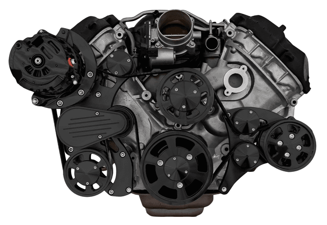 CVF Ford Coyote 5.0L Compact Serpentine System with PS & ALT, High Flow Water Pump - Black (All Inclusive) thumbnail 2