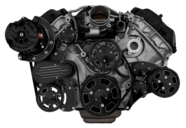 CVF Ford Coyote 5.0L Compact Serpentine System with PS & ALT, High Flow Water Pump - Black Diamond (All Inclusive) thumbnail 2