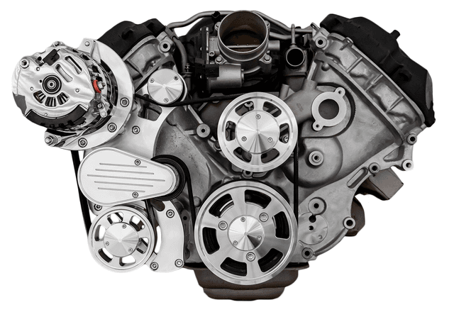 CVF Ford Coyote 5.0L Compact Serpentine System with ALT Only, High Flow Water Pump - Polished (All Inclusive) thumbnail 2