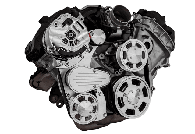 CVF Ford Coyote 5.0L Compact Serpentine System with ALT Only, High Flow Water Pump - Polished (All Inclusive) thumbnail 3