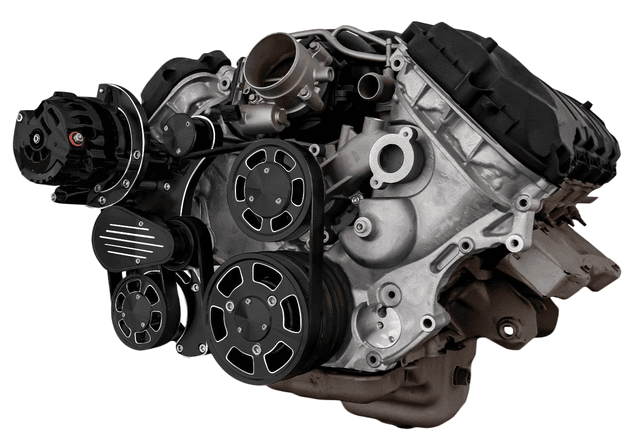 CVF Ford Coyote 5.0L Compact Serpentine System with ALT Only, High Flow Water Pump - Black Diamond (All Inclusive)