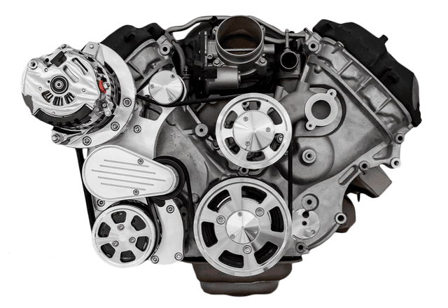 CVF Ford Coyote 5.0L Compact Serpentine System with AC & ALT, High Flow Water Pump - Polished (All Inclusive) thumbnail 2