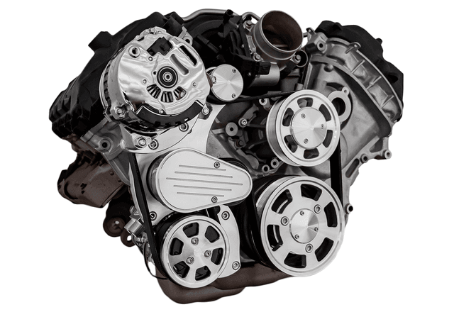 CVF Ford Coyote 5.0L Compact Serpentine System with AC & ALT, High Flow Water Pump - Polished (All Inclusive) thumbnail 3