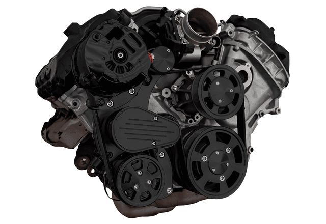 CVF Ford Coyote 5.0L Compact Serpentine System with AC & ALT, High Flow Water Pump - Black (All Inclusive) thumbnail 3