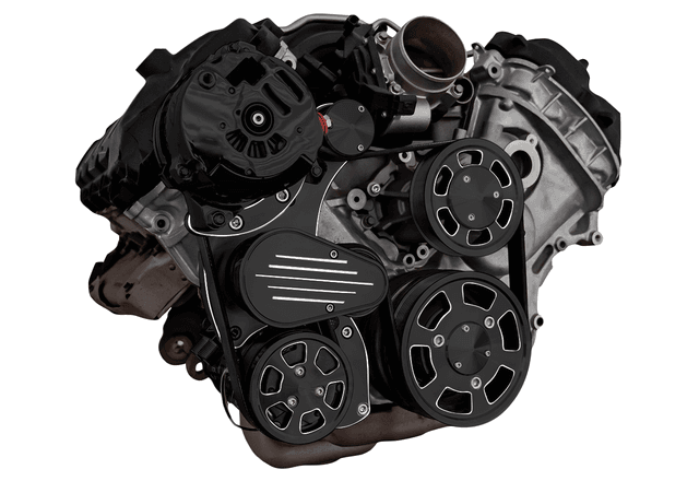 CVF Ford Coyote 5.0L Compact Serpentine System with AC & ALT, High Flow Water Pump - Black Diamond (All Inclusive) thumbnail 3