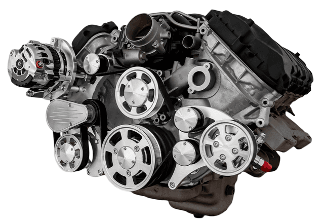 CVF Ford Coyote 5.0L Compact Serpentine System with PS & ALT, High Flow Water Pump - Polished (All Inclusive) thumbnail 2