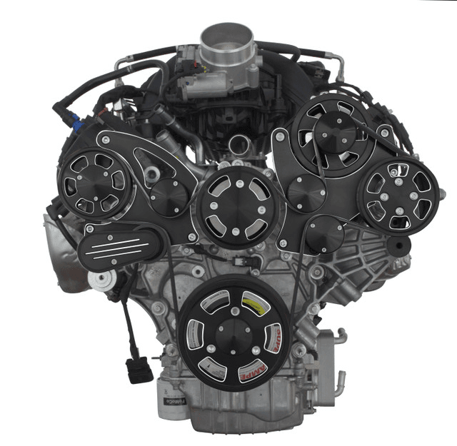 CVF Ford 7.3L Godzilla Serpentine System with ALT & PS For High Flow Water Pump - Black Diamond (All Inclusive) thumbnail 2