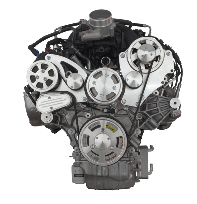 CVF Ford 7.3L Godzilla Serpentine System with AC, Alternator For High Flow Water Pump - Polished (All Inclusive) thumbnail 2