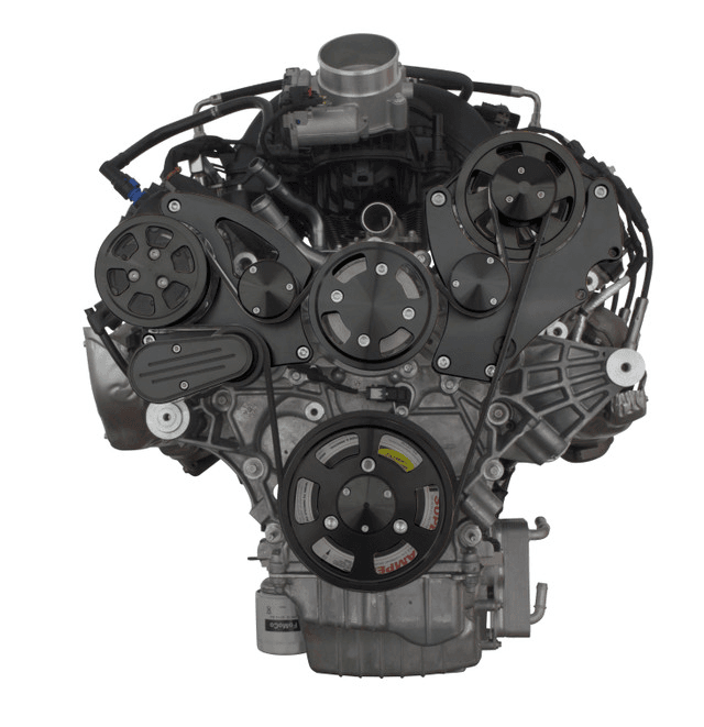 CVF Ford 7.3L Godzilla Serpentine System with AC, Alternator For High Flow Water Pump - Black (All Inclusive) thumbnail 2