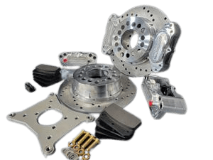 Aerospace Ford 8.8 Housing Ends 4 Piston Heavy Duty Dual Rear Drag Disc Brakes With C-Clip Eliminators (5 Lug) Non-ABS - 1/2" Studs