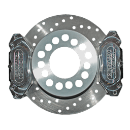 Aerospace Ford 8.8 Housing Ends 4 Piston Heavy Duty Dual Rear Drag Disc Brakes With Stock C-Clip Axles (5 Lug) Factory-ABS - 1/2" Studs